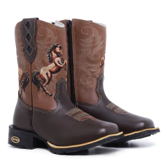 Bota Texana Infantil Cavalo Café Com Ziper na internet