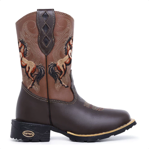 Bota Texana Infantil Cavalo Café Com Ziper - comprar online