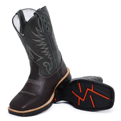 Bota Texana Masculina Tribal Jump Couro Legitimo - Django Boots - Botas Texanas Country em Couro, Adulta, Infantil, Masculina e Feminina