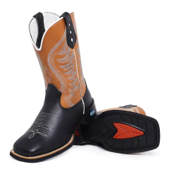 Bota Texana Masculina Bordado Tribal Bico Quadrado - Django Boots - Botas Texanas Country em Couro, Adulta, Infantil, Masculina e Feminina