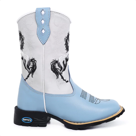 Bota Texana Infantil Cavalo Azul Bebe Com Ziper - comprar online