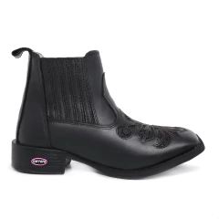 Bota Botina Feminina Laser Cruz Couro Legitimo Preto - comprar online