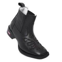 Bota Botina Feminina Laser Cruz Couro Legitimo Preto - loja online