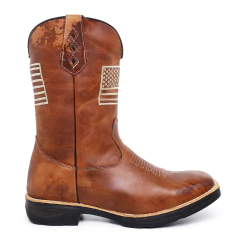 Bota Texana Masculina Bandeira Jump Couro Legitimo - comprar online
