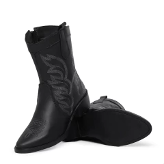 Bota Texana Botina Bico Fino Bordado Dona Ju - Django Boots - Botas Texanas Country em Couro, Adulta, Infantil, Masculina e Feminina