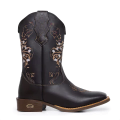 Bota Texana Feminina Bordado Cavalos Sola Bico Quadrado - comprar online
