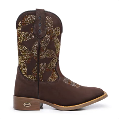 Bota Texana Feminina Strass Brilho Couro Legitimo - comprar online