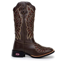 Bota Texana Feminina Laser Couro Legitimo Coração - loja online