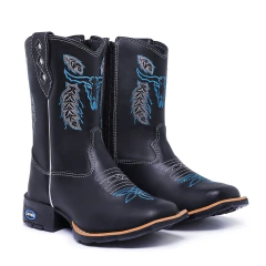 Bota Texana Infantil Boi Flores Azul Couro Legitimo na internet
