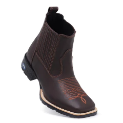 Botina Masculina Cano Curto Bordado Café - loja online