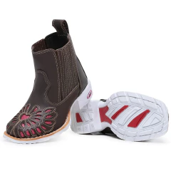 Bota Botina Feminina Laser Sola Branca - Django Boots - Botas Texanas Country em Couro, Adulta, Infantil, Masculina e Feminina