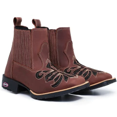 Bota Botina Feminina Laser Cruz Couro Legitimo na internet