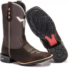 Bota Texana Country Forma Bico Quadrado Snake Bordado - Django Boots - Botas Texanas Country em Couro, Adulta, Infantil, Masculina e Feminina