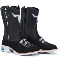 Bota Texana Infantil Snaker Preta Com Ziper Sola Branca na internet