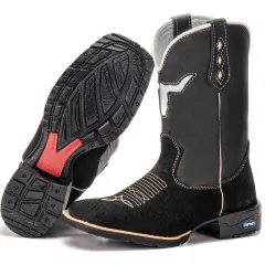 Imagem do Bota Botina Texana Country Montaria Em Couro Snake Forma Bico Quadrado Cano Longo
