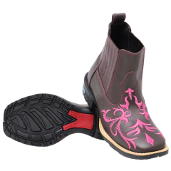 Imagem do Bota Botina Feminina Expo agro Pecuária Cavalgadas Country Texana Bico Quadrado Cano Curto Couro Legitimo