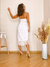 Vestido Midi transpassado Devorê Floral Off-White com Franjas - LUÉHB