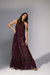 Vestido Longo Devorê Floral Vinho Lurex - comprar online
