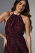Vestido Longo Devorê Floral Vinho Lurex - LUÉHB