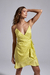 Vestido transpassado Adamascado Amarelo