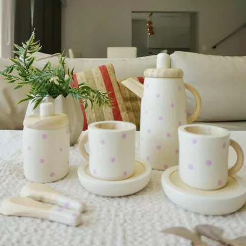 Juego de Cafe - 8 piezas (Crema y Rosa)