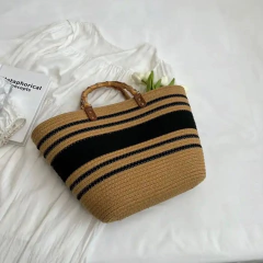 Bolsa de Praia Com Alça de Bambu na internet