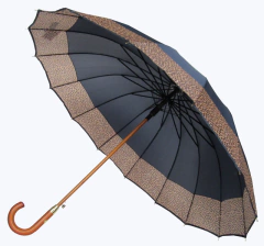 Sombrinha Longa de Madeira Automática Barrada Onça - COD JB09