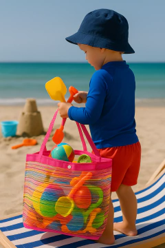 Bolsa De Praia Listrada com Bolso Pequena - comprar online
