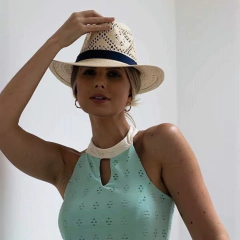 Chapéu Panamá Detalhes Faixa Azul - loja online