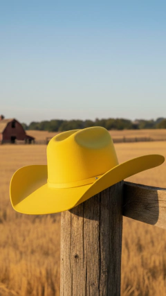 Chapéu Aveludado Country Amarelo - Mizu Sol e Chuva