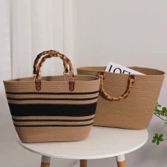 Bolsa de Praia Com Alça de Bambu - comprar online