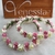 Venessia 104 Corona flores y perlas combinada beige con rosa (45 cm)