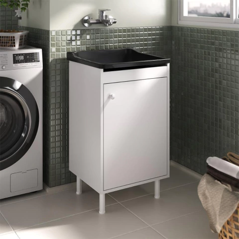 Balcão de lavanderia 100% mdf 1 porta com tanque