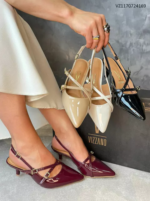 SCARPIN VIZZANO VERNIZ PREMIUM SALTO MÉDIO SLINGBACK 1122.885
