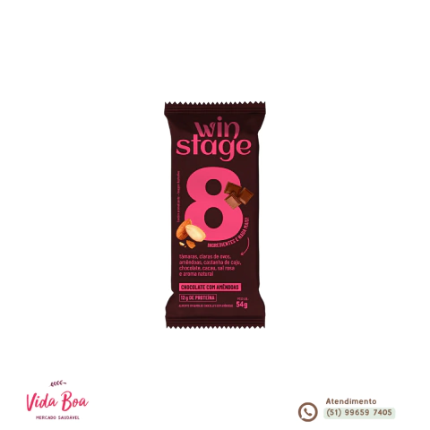Barra Proteica Chocolate com Amêndoas 54g - Winstage - comprar online
