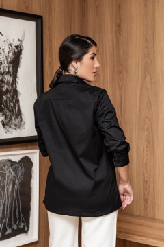 Camisa Tricoline 3/4 - Preta - comprar online