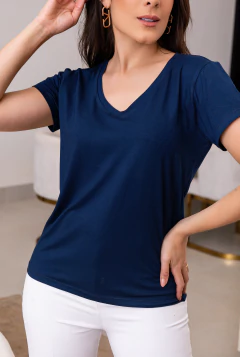Camiseta Básica, Azul Marinho “Katia” - comprar online