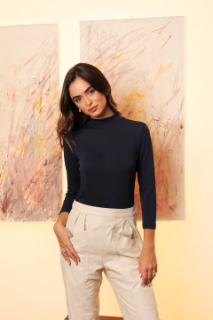 Tricozinho, Mangas 3/4 - Azul Marinho - loja online