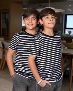 Camiseta Listrada P&B, Infantil - loja online