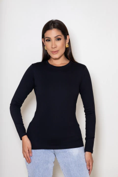 Imagem do CAMISETA BÁSICA MANGAS LONGAS PRETA - GOLA CARECA