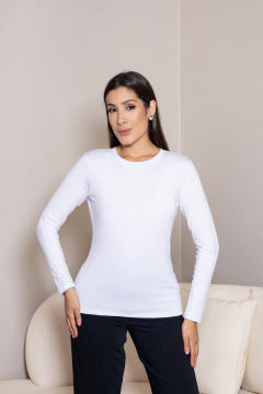 Imagem do CAMISETA BÁSICA MANGAS LONGAS BRANCA - GOLA "CARECA"