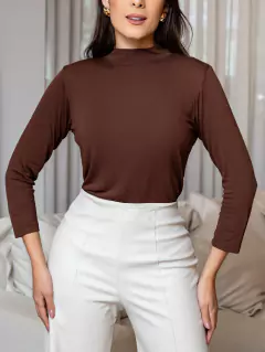 Tricozinho, Mangas 3/4 - Marrom Café - comprar online