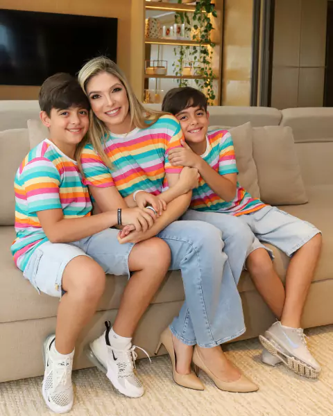 Camiseta Listrada "Arco-Íris", Infantil