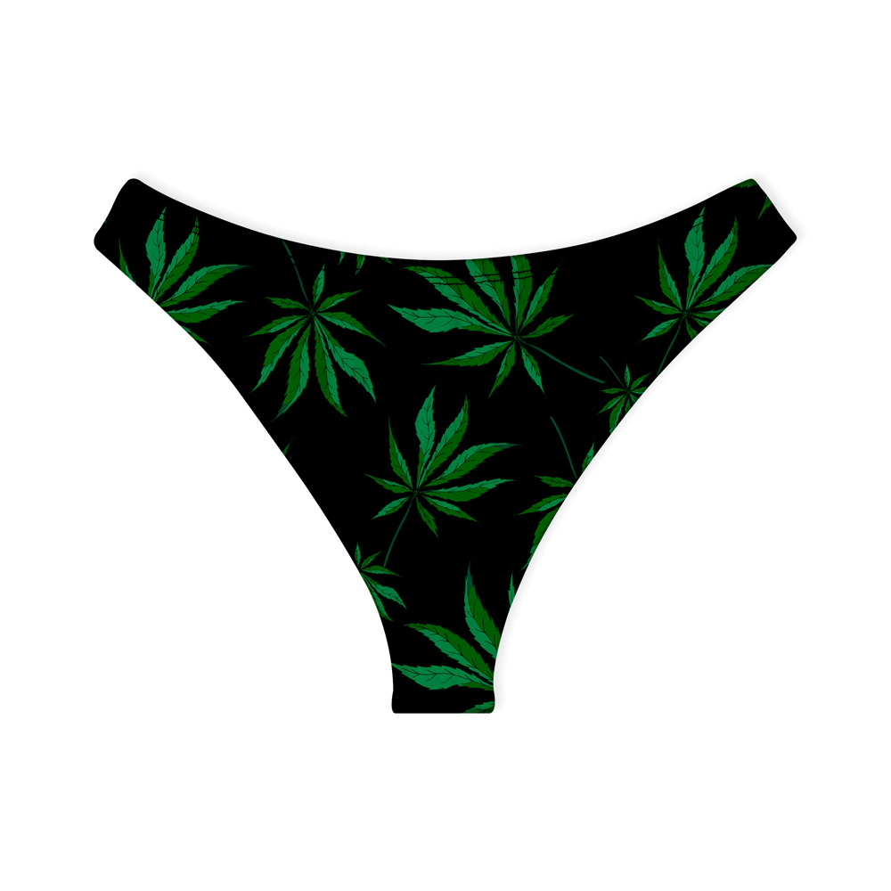 Calcinha de Biquíni Asa Delta Cannabis Arte Folha Maconha