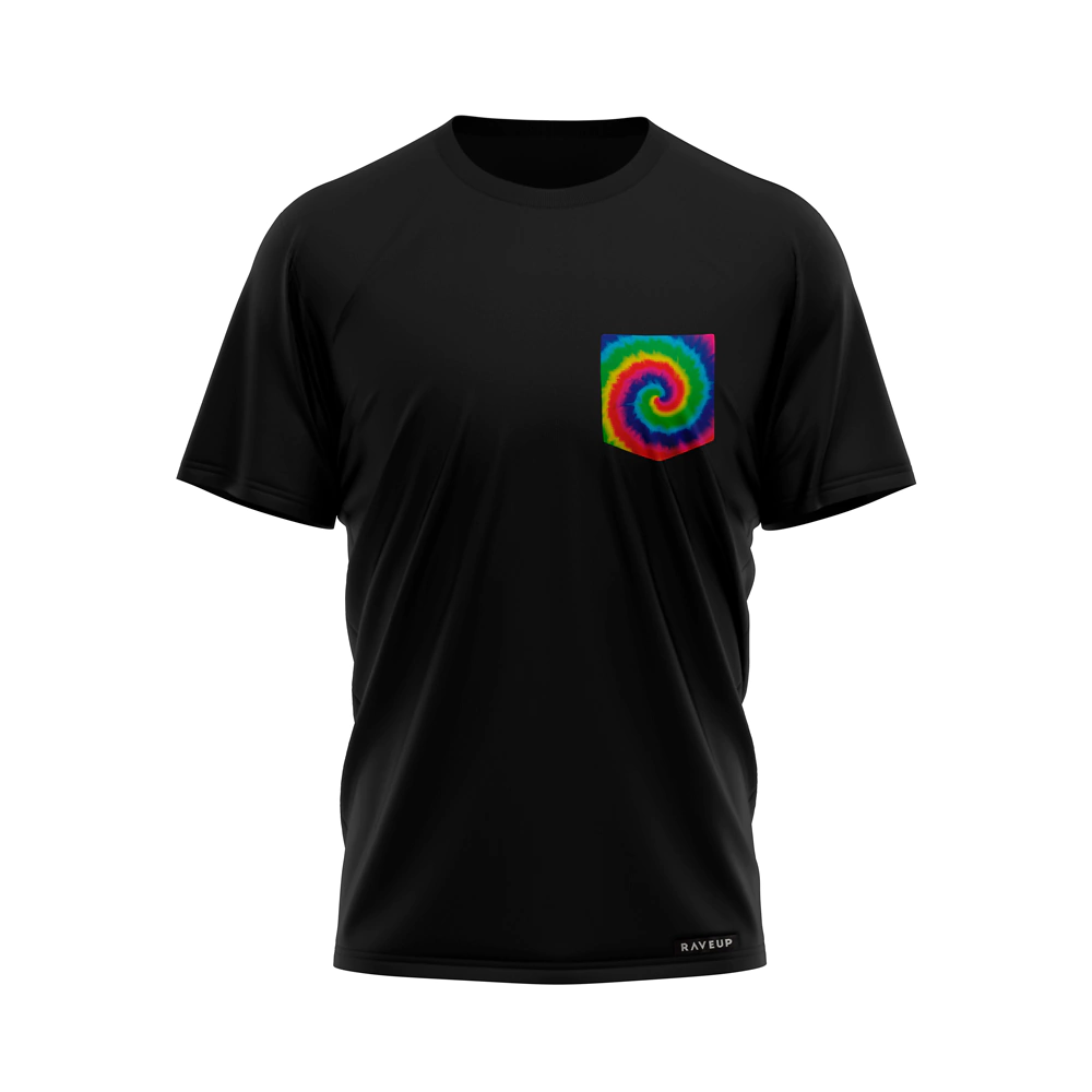 Camiseta Com Bolso Psicodélico Espiral Tie Die