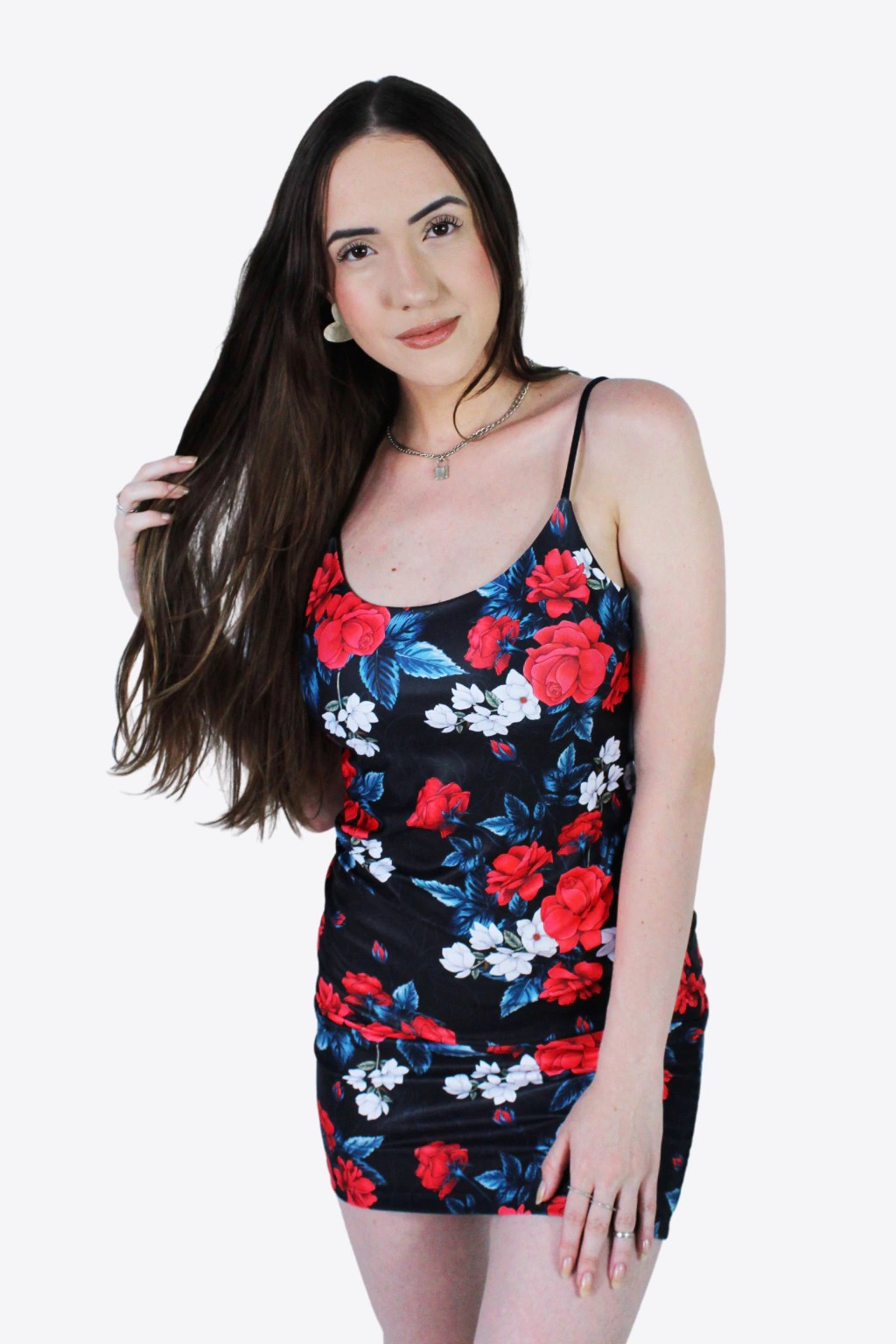 Vestido Alça Rosas Clássicas