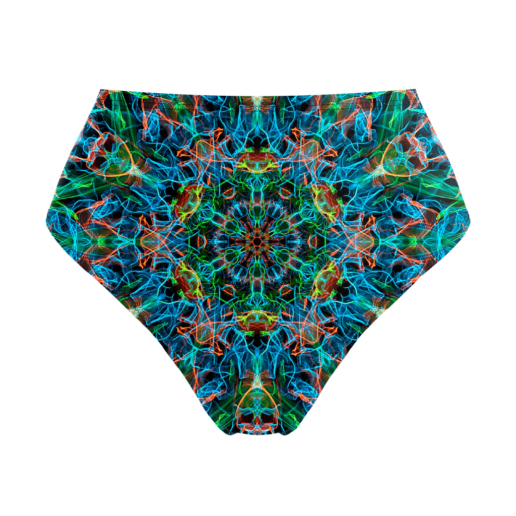 Calcinha de Biquíni Hot Pants Psicodélico Mandala Enérgica