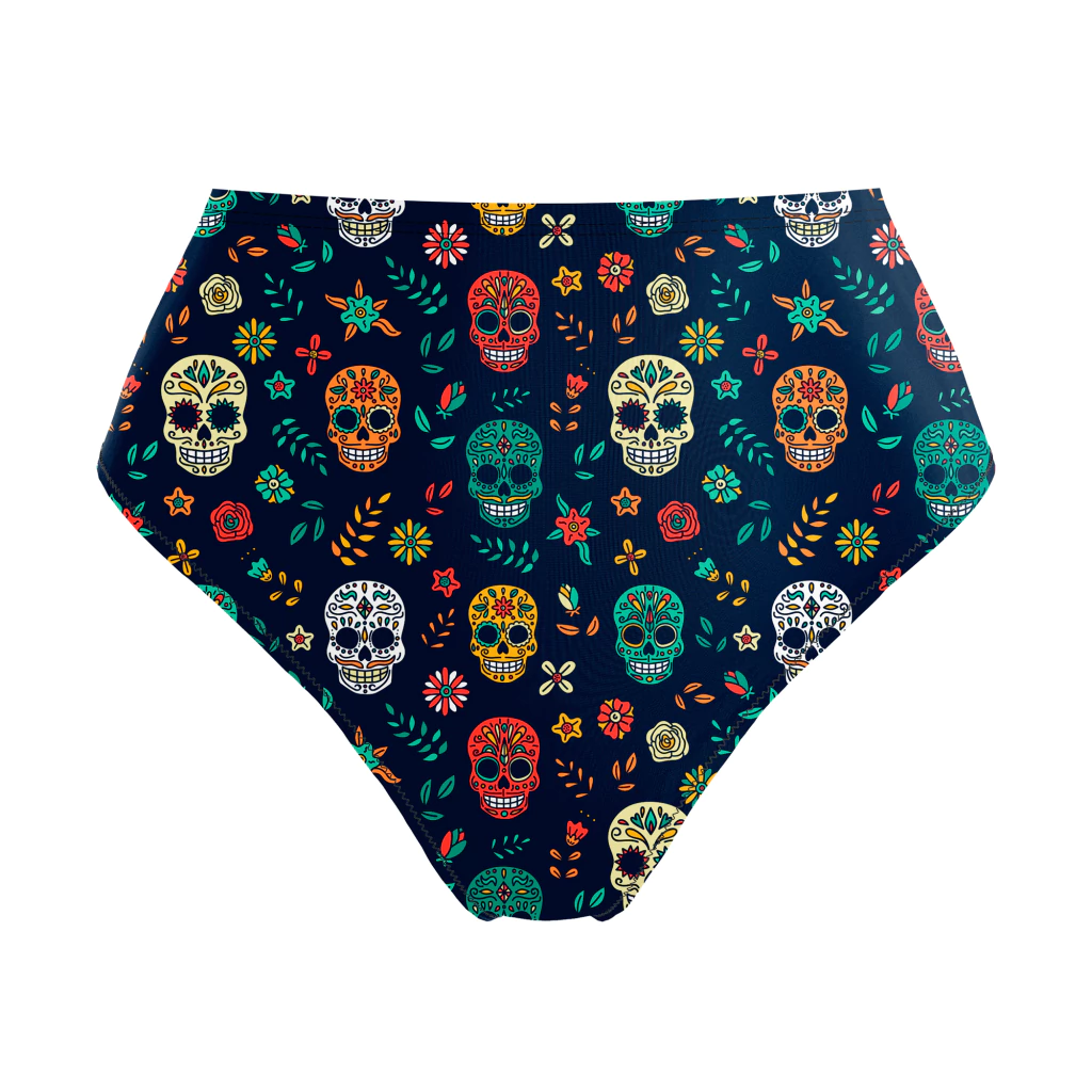 Calcinha de Biquíni Hot Pants Caveira Mexicana Azul