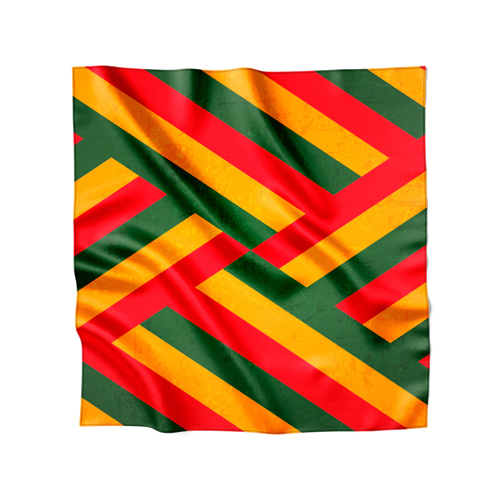Lenço de Cetim 90x90cm Faixas do Reggae
