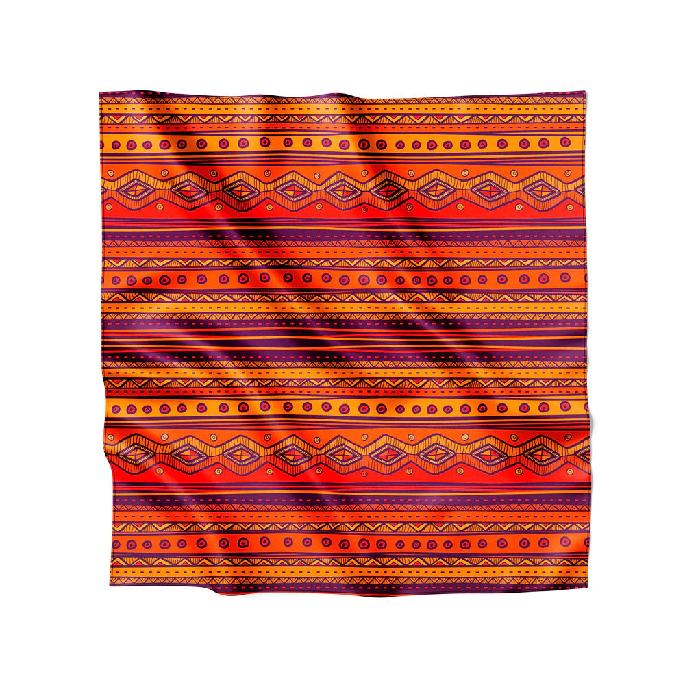 Lenço de Cetim 90x90cm Arte Nativa Tribal Fogo
